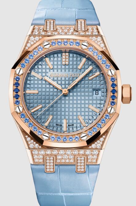 Review 15551OR.ZS.D344CR.01 Audemars Piguet Royal Oak Selfwinding 37 Pink Gold - Sapphires 2024 replica watch - Click Image to Close